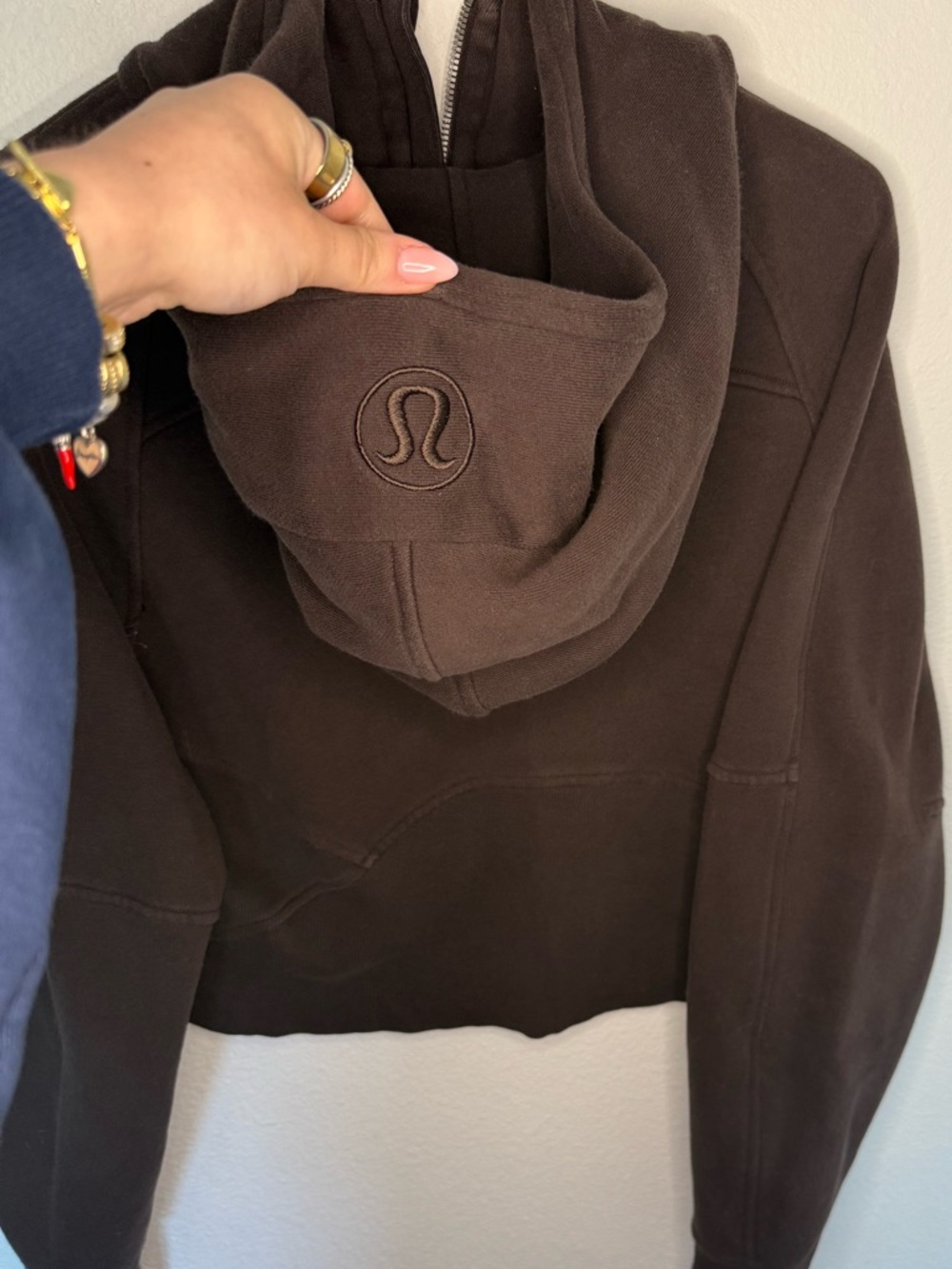 Lululemon Cropped Half-Zip Hooded Scuba Espresso XS/S - Picture 4 of 5